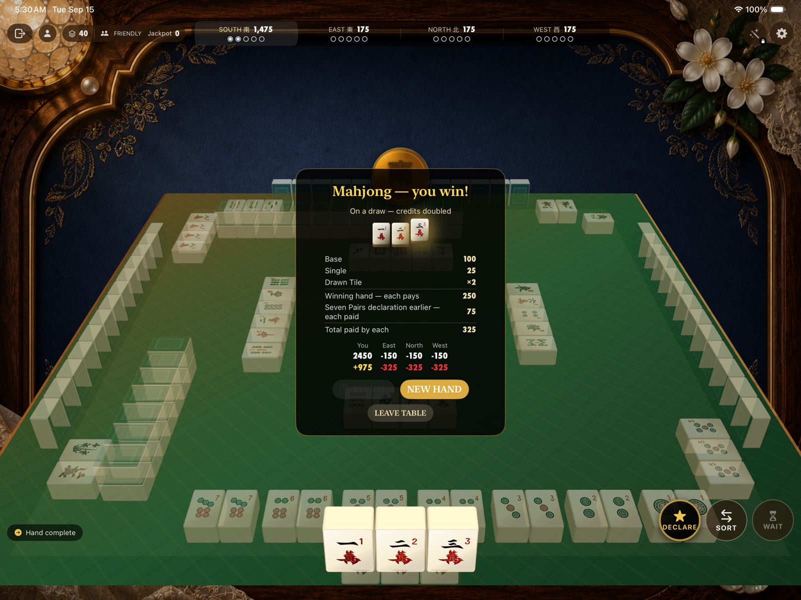 Winning hand — Barong